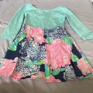 Lilly Pulitzer Green and Blue Casual Sundress with 3/4 Sleeves